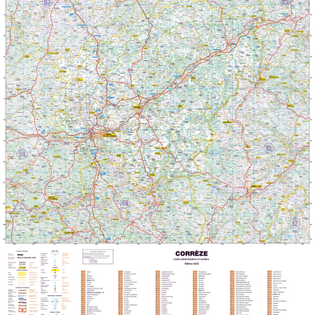 Poster de la carte routière du département de la Corrèze