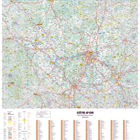 Poster de la carte routière du département de la Côte-d'Or