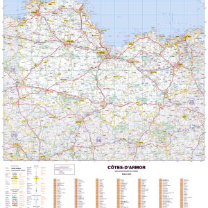 Poster de la carte routière du département des Côtes d'Armor
