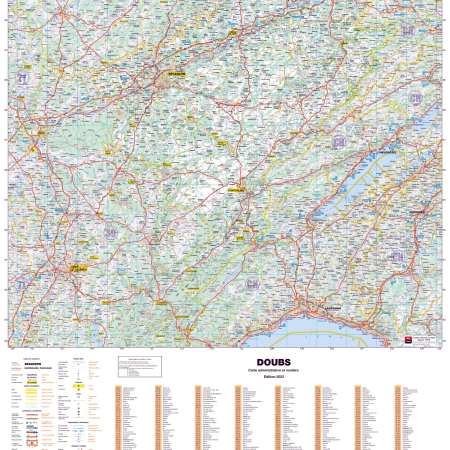 Poster de la carte routière du département du Doubs