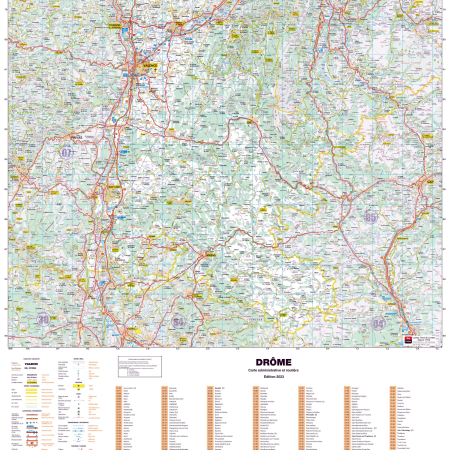 Poster de la carte routière du département de la Drôme