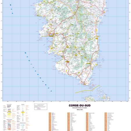 Poster de la carte routière du département de la Corse-du-Sud