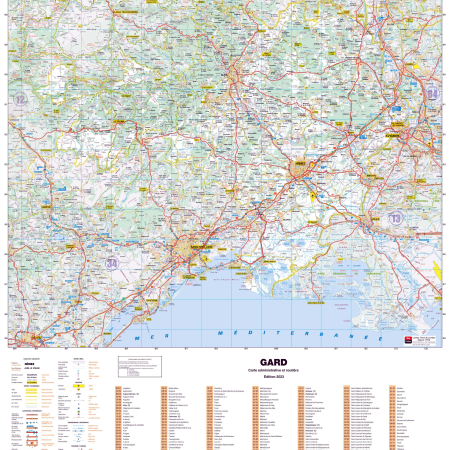 Poster de la carte routière du département du Gard