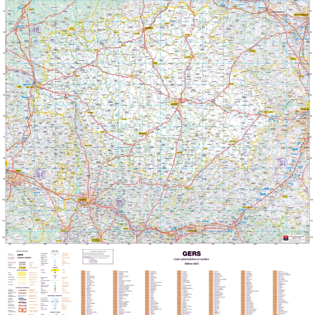 Poster de la carte routière du département du Gers