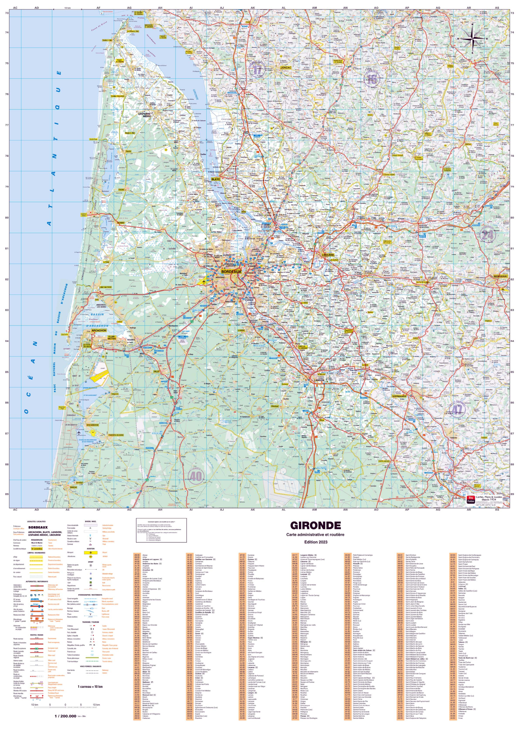 Dept_33 Poster de la carte routière du département de la Gironde