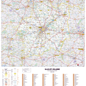 Poster de la carte routière du département de l'Ille-et-Villaine