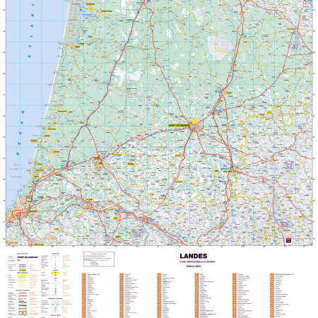 Poster de la carte routière du département des Landes