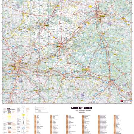 Poster de la carte routière du département du Loir-et-Cher