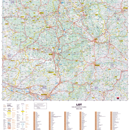 Poster de la carte routière du département du Lot