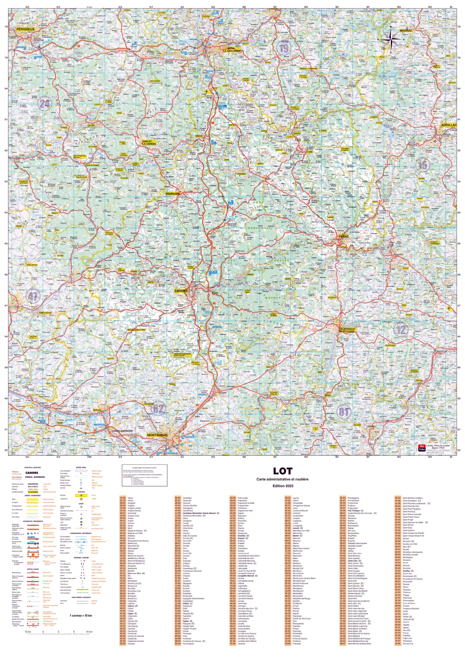 Dept_46 Poster de la carte routière du département du Lot