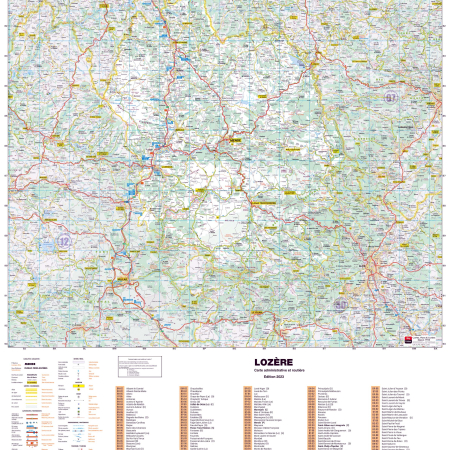 Poster de la carte routière du département de la Lozère