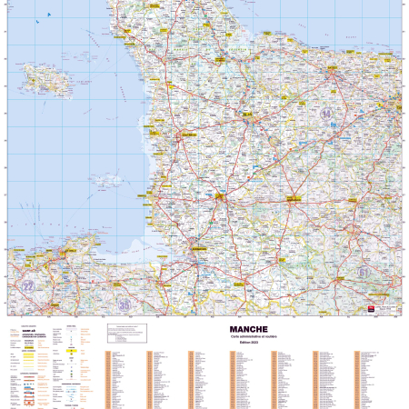 Poster de la carte routière du département de la Manche