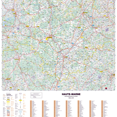 Poster de la carte routière du département de la Haute-Marne