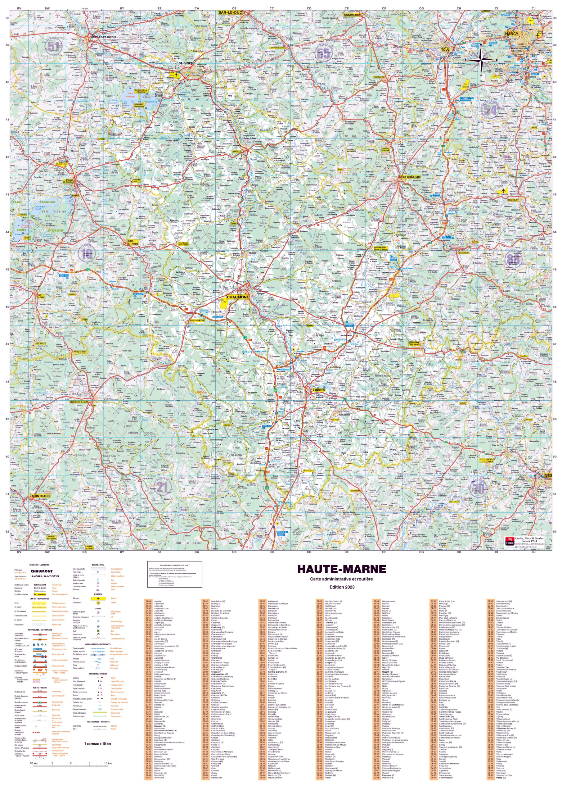 Poster de la carte routière du département de la Haute-Marne