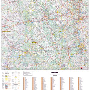 Poster de la carte routière du département de la Meuse