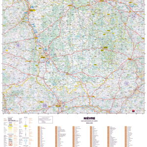 Poster de la carte routière du département de la NIèvre