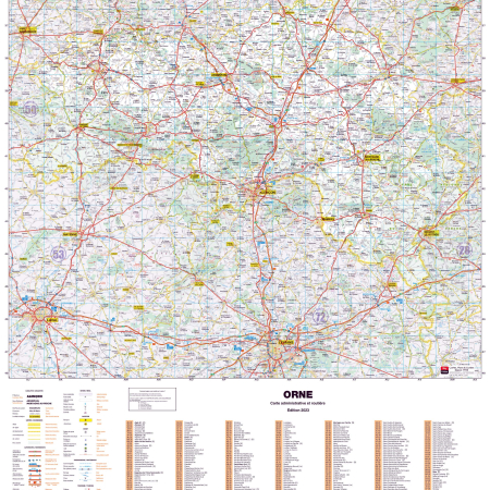 Poster de la carte routière du département de l'Orne