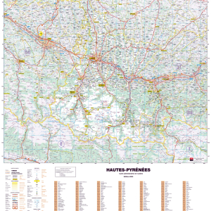 Poster de la carte routière du département des Hautes-Pyrénées