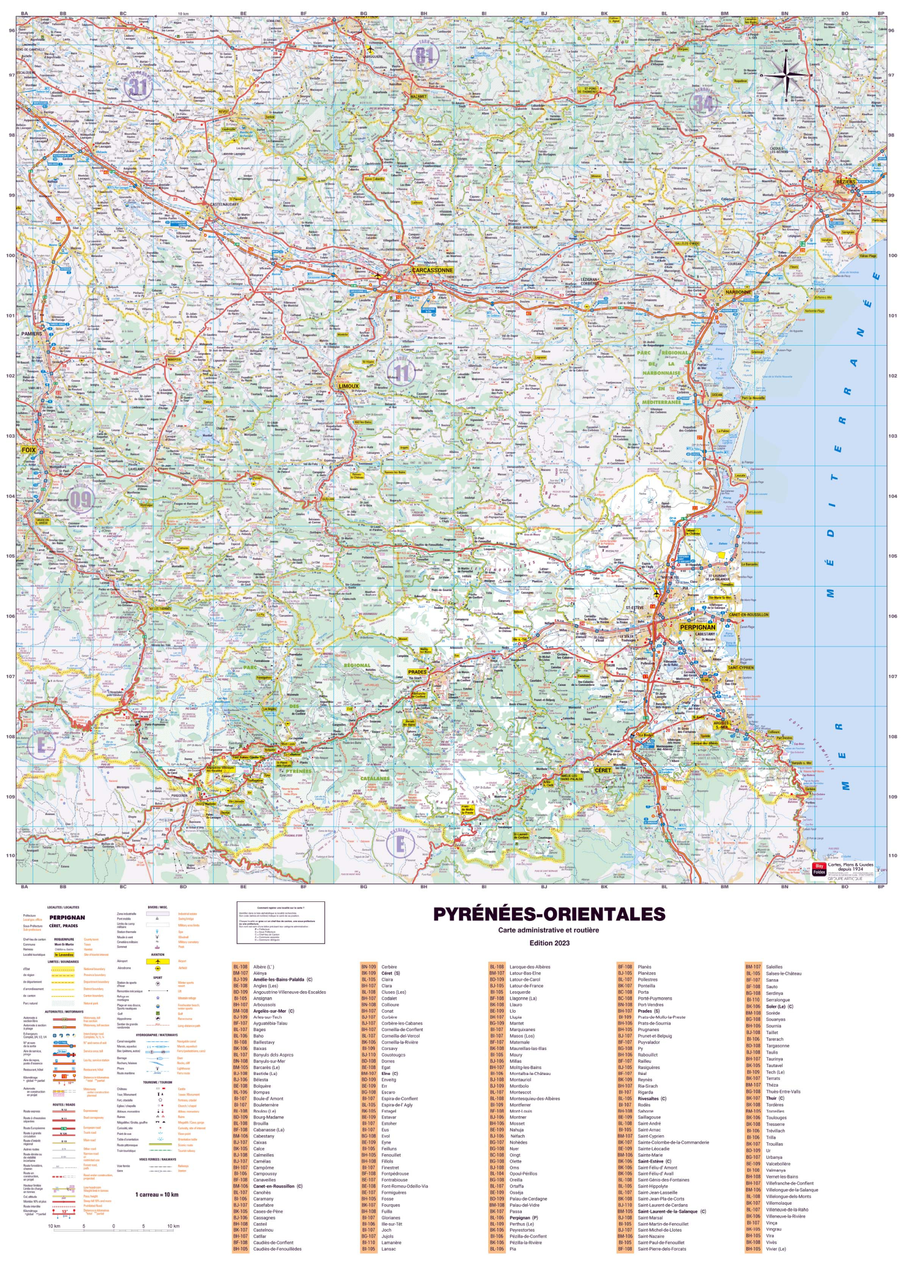 Dept_66 Poster de la carte routière du département des Pyrénées-Orientales