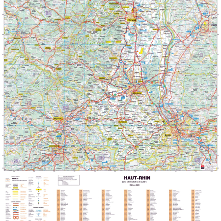 Poster de la carte routière du département du Haut-Rhin