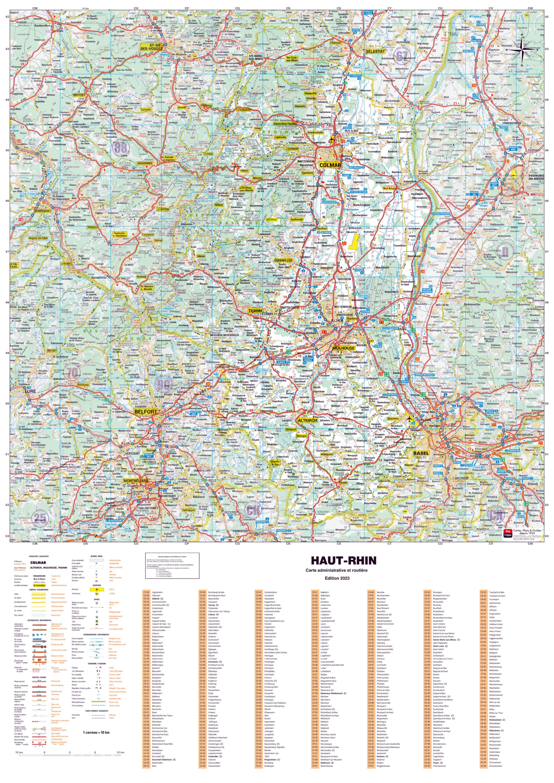 Poster de la carte routière du département du Haut-Rhin