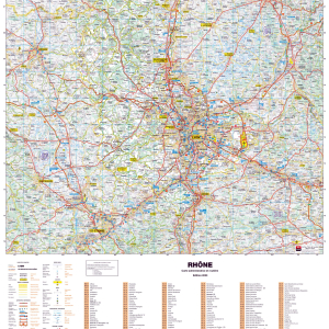 Poster de la carte routière du département du Rhône