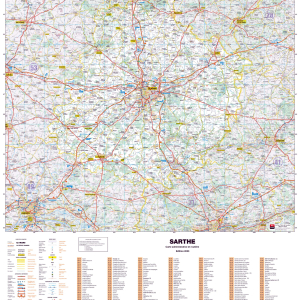 Poster de la carte routière du département de la Sarthe