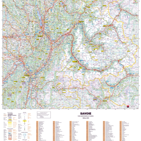 Poster de la carte routière du département de la Savoie