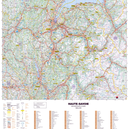 Poster de la carte routière du département de la Haute-Savoie