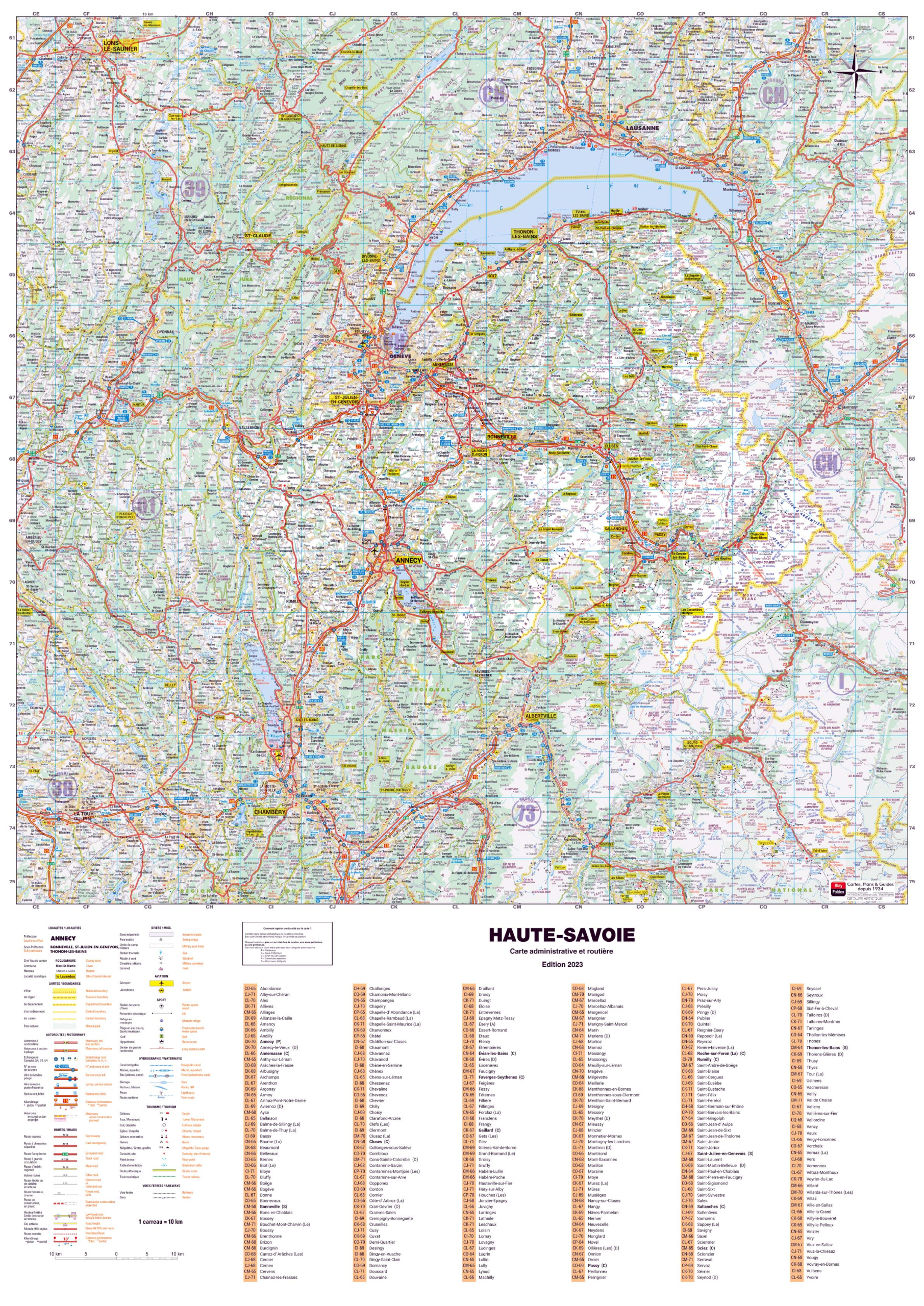 Poster de la carte routière du département de la Haute-Savoie