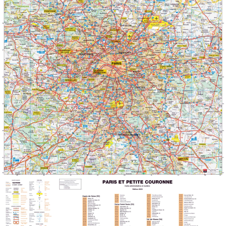 Poster de la carte routière de Paris et de sa Petite Couronne (Seine-Saint-Denis, Val-de-Marne et Hauts-de-Seine)