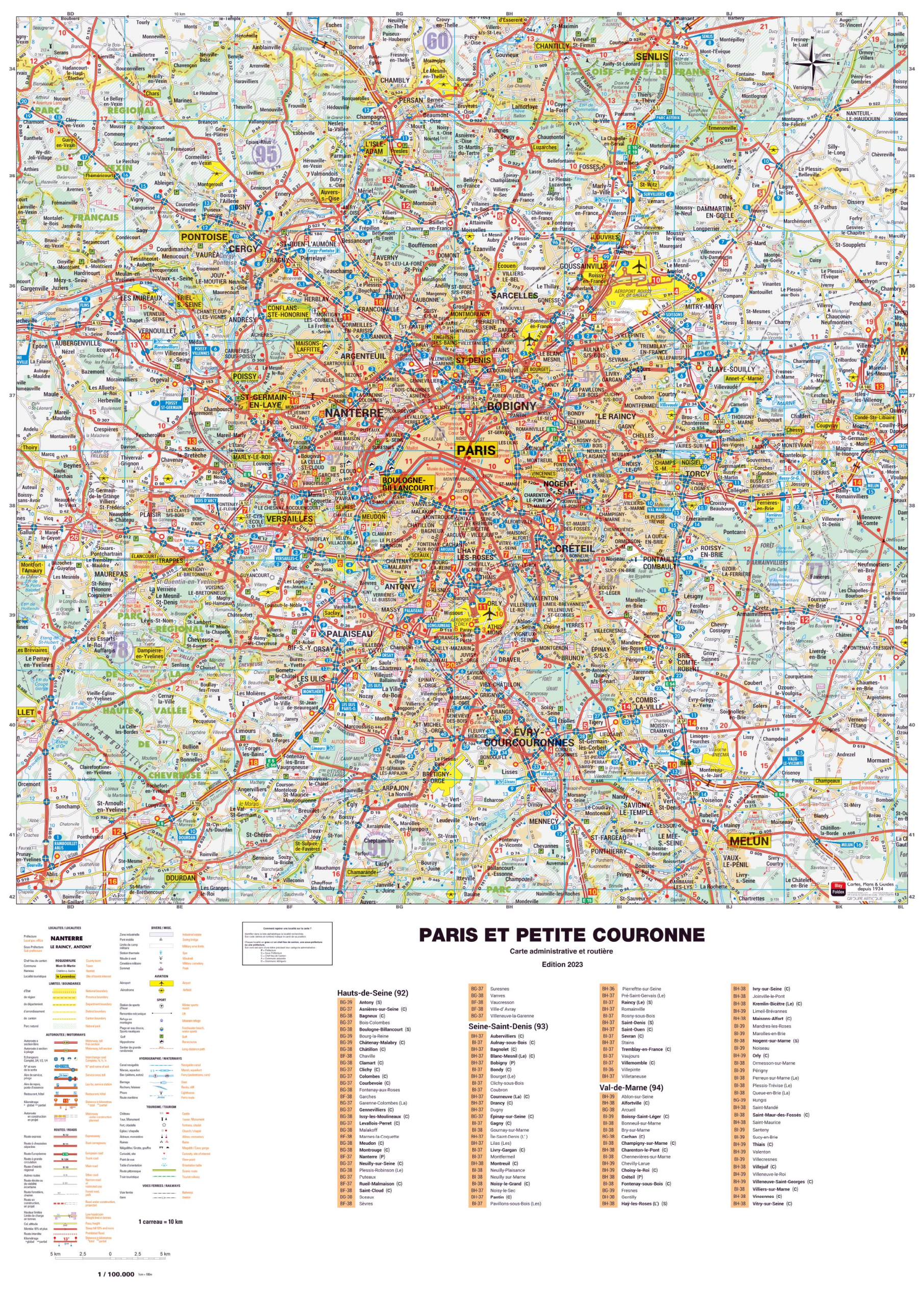Poster de la carte routière de Paris et de sa Petite Couronne (Seine-Saint-Denis, Val-de-Marne et Hauts-de-Seine)