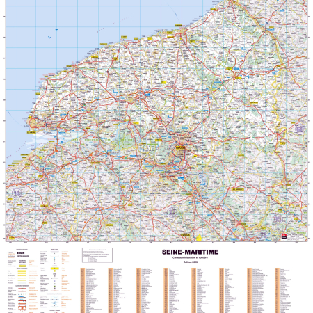 Poster de la carte routière du département de la Seine-Maritime