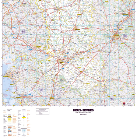 Poster de la carte routière du département des Deux-Sèvres