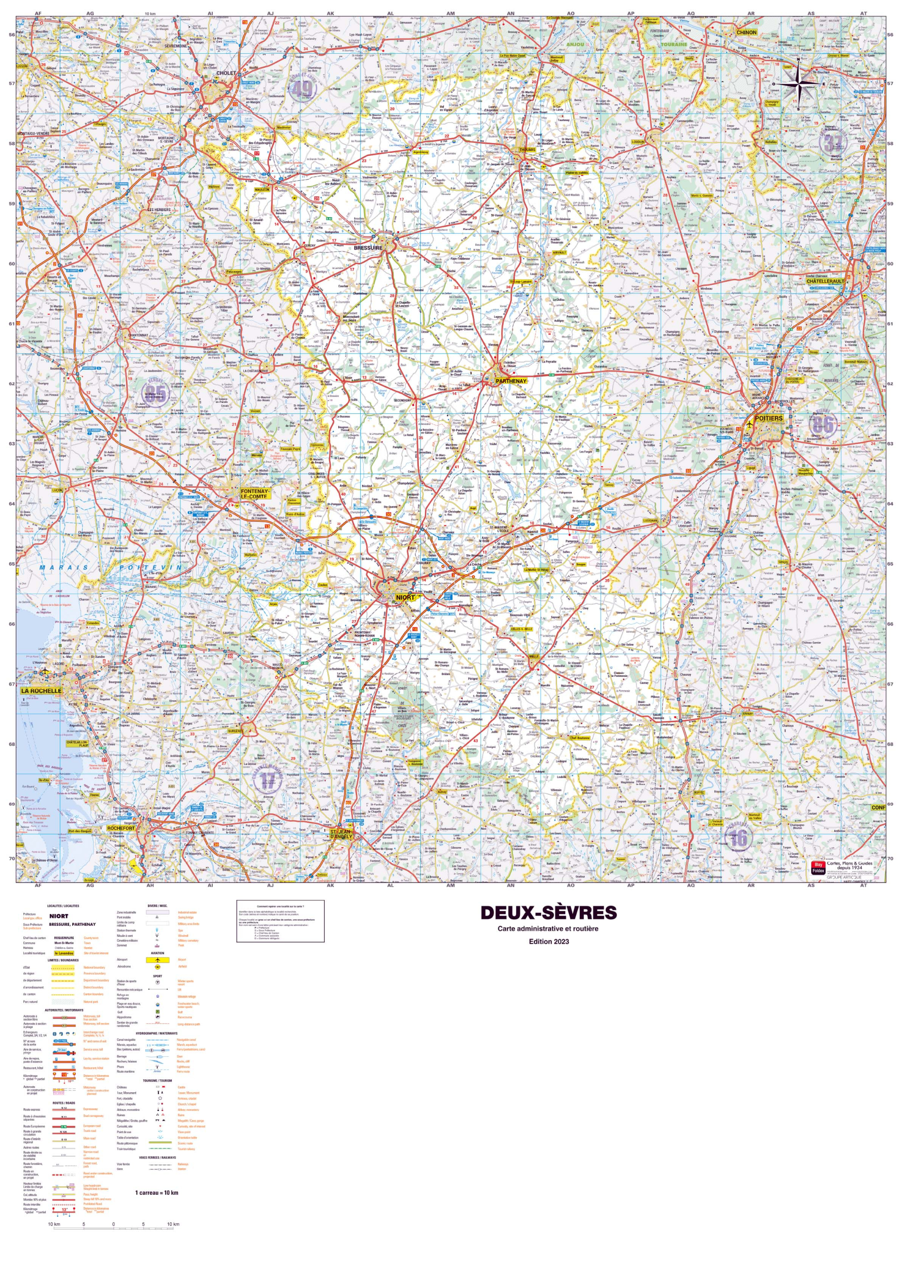 Dept_79 Poster de la carte routière du département des Deux-Sèvres
