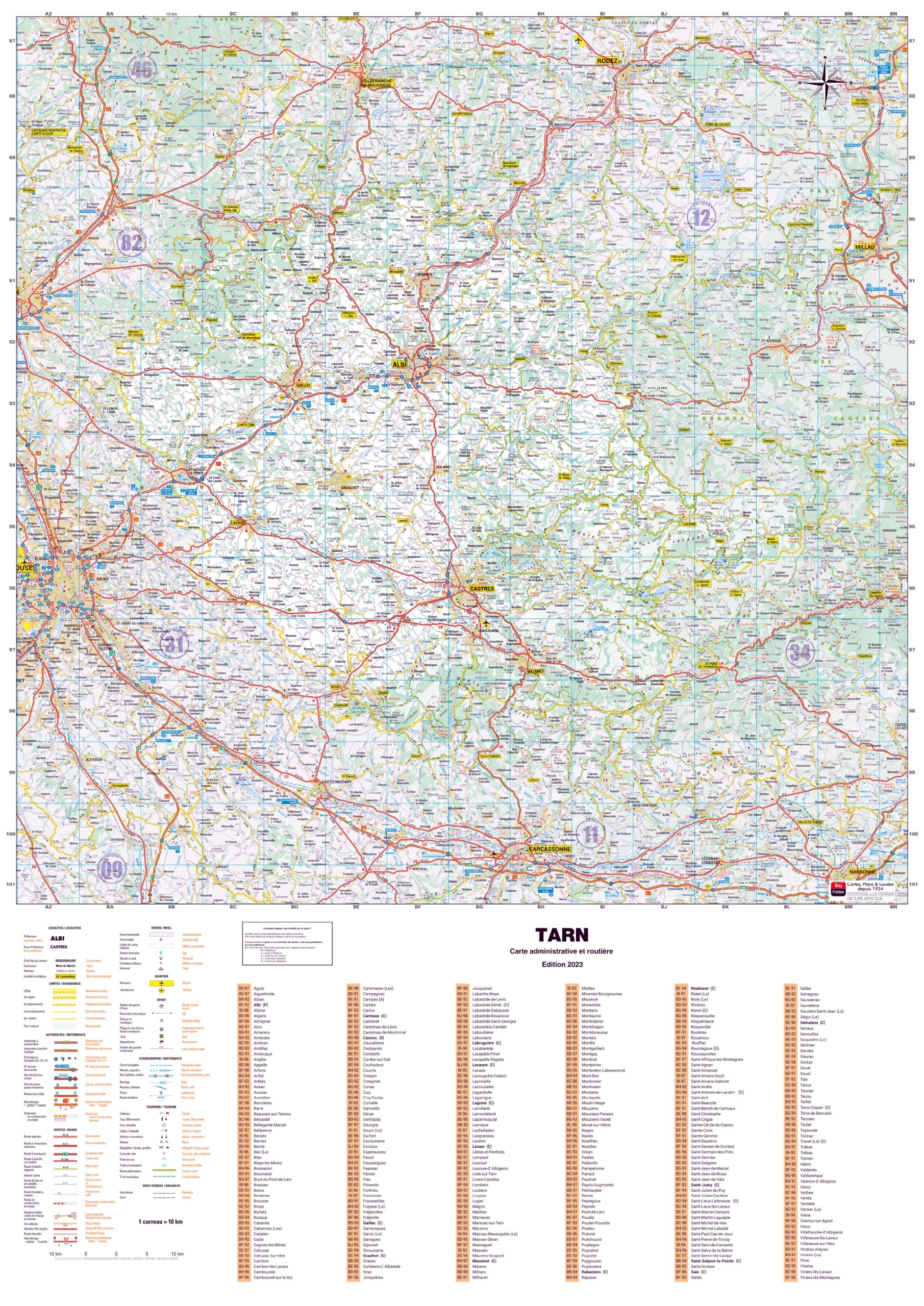 Poster de la carte routière du département du Tarn