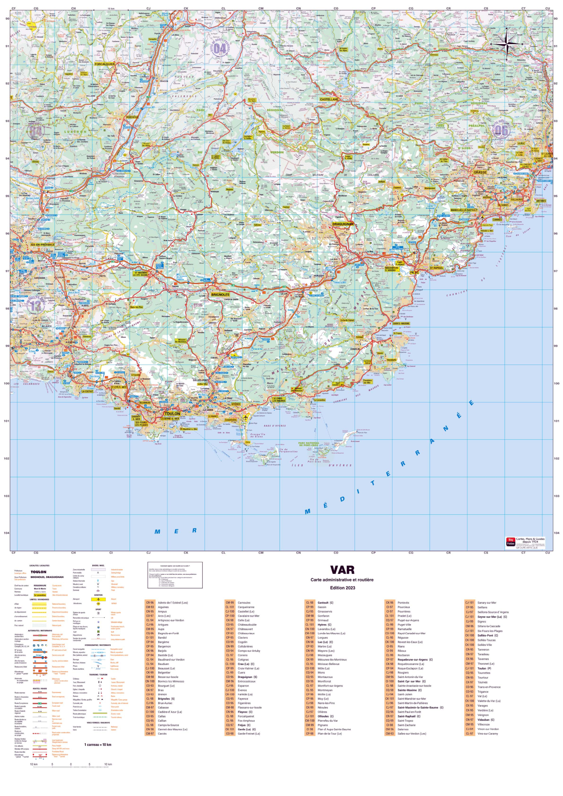 Poster de la carte routière du département du Var