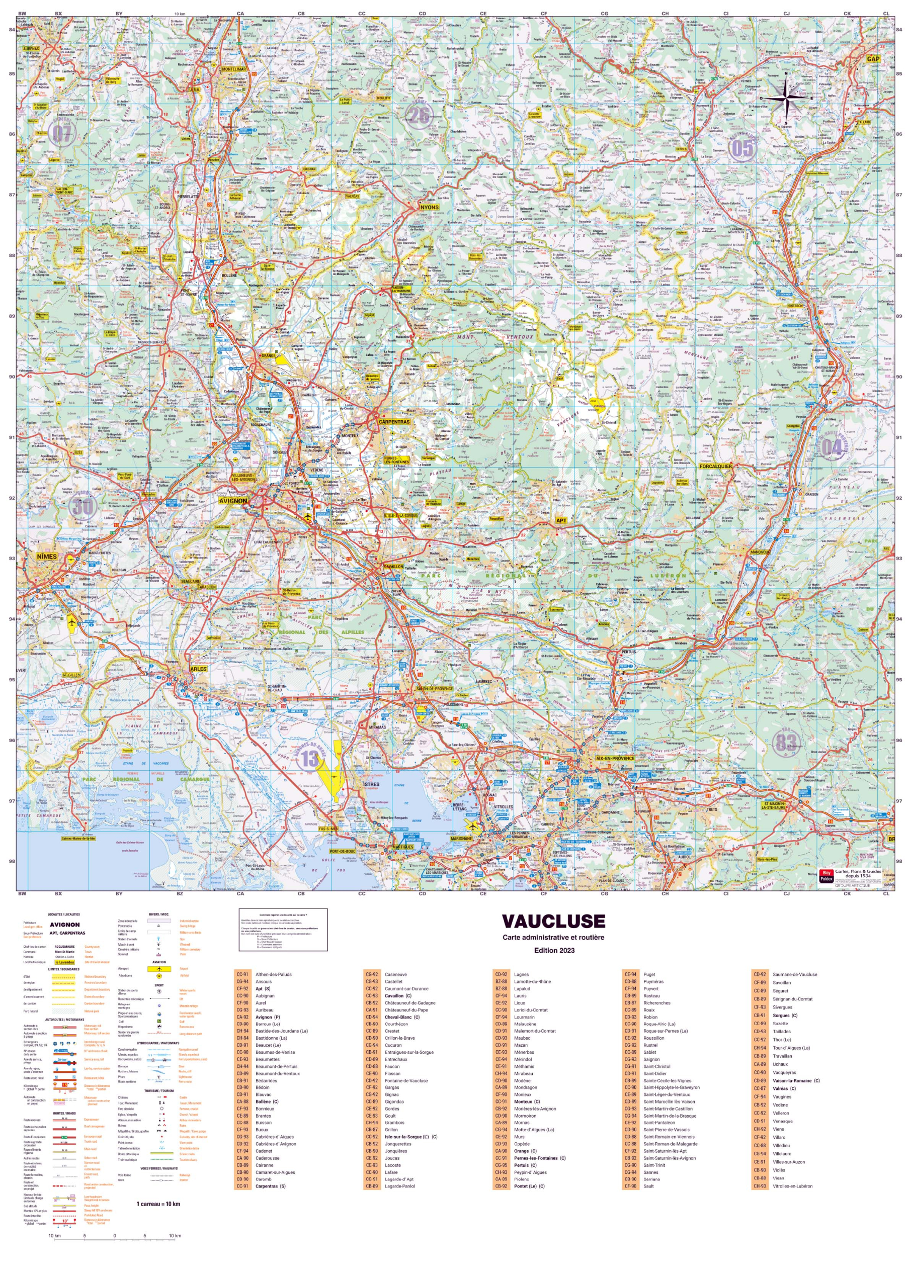 Poster de la carte routière du département du Vaucluse