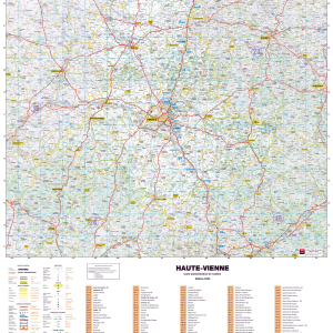 Poster de la carte routière du département de la Haute-Vienne