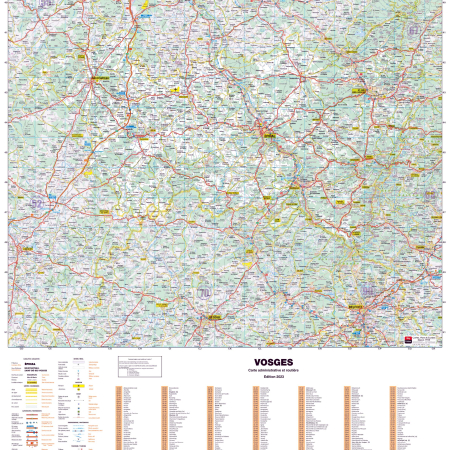 Poster de la carte routière du département des Vosges