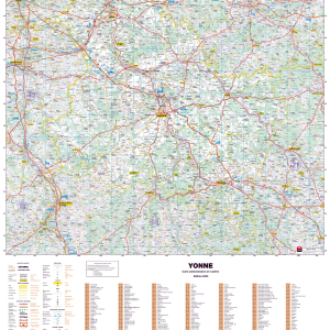 Poster de la carte routière du département de l'Yonne