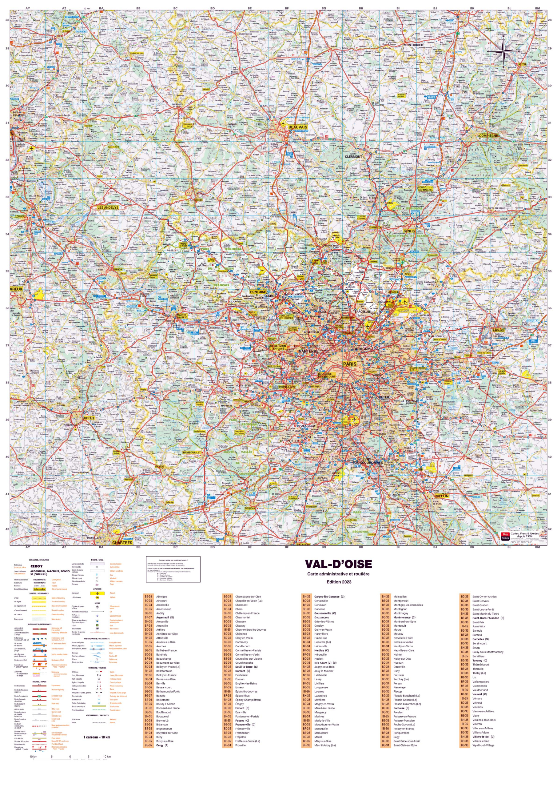 Poster de la carte routière du département de l'Oise