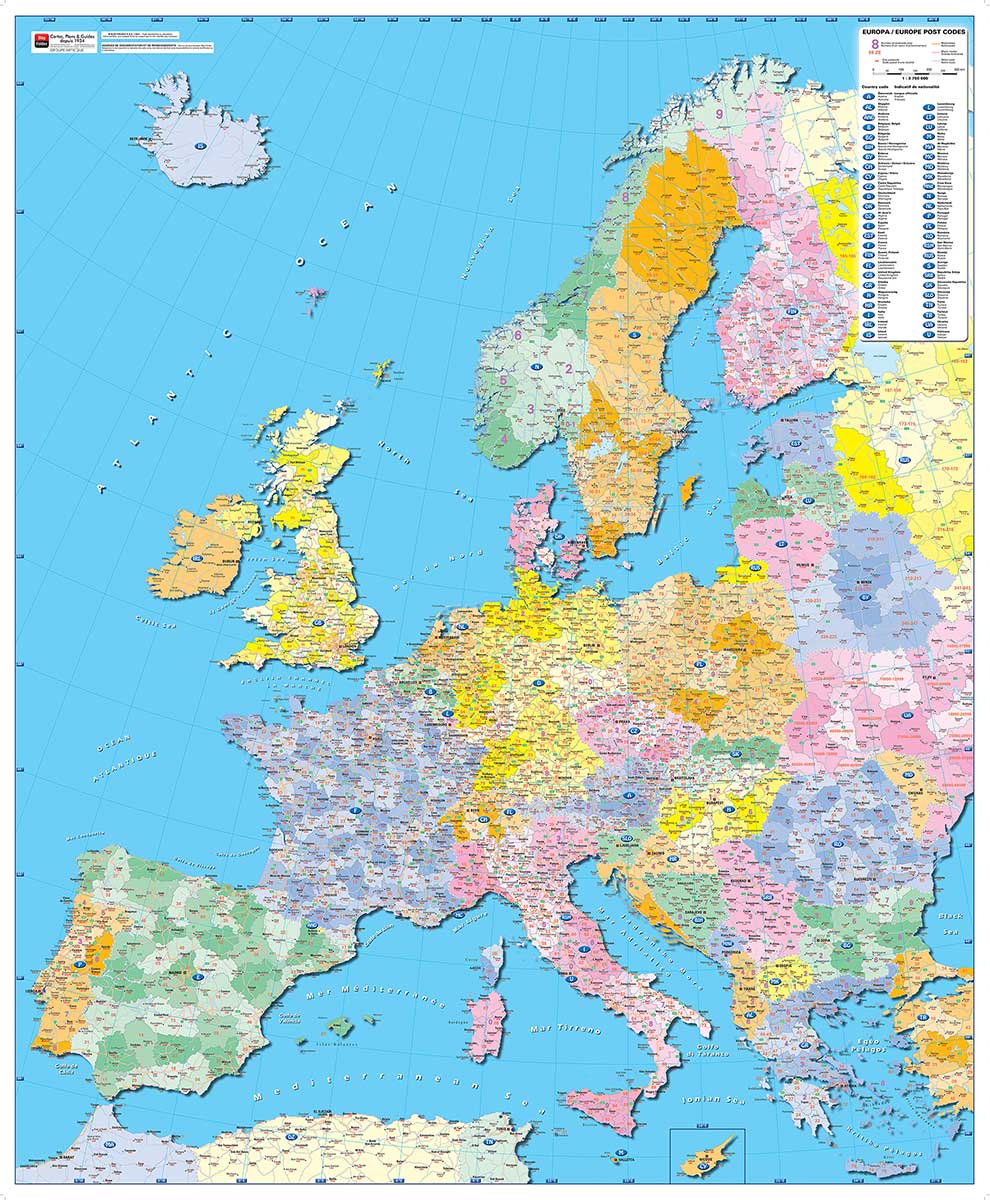 Poster Europe des Codes postaux