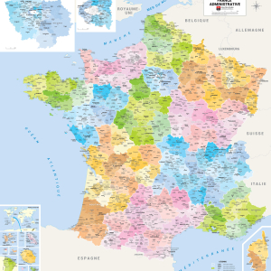 Carte de France administrative 2025 - Blay-Foldex