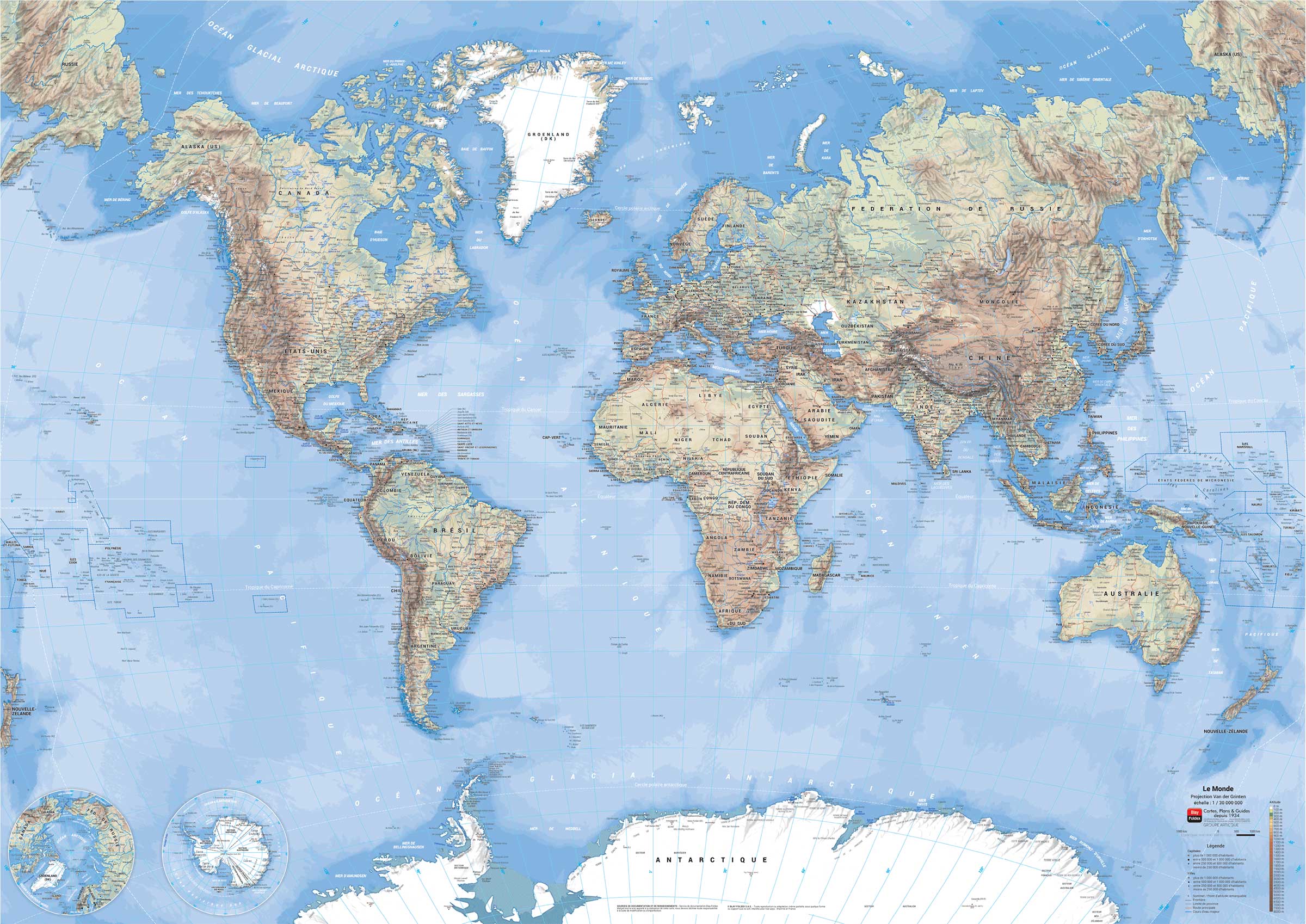 Poster du monde relief et altitude