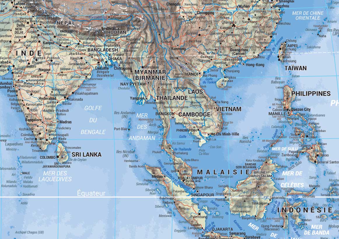 Poster du monde relief et altitude zoom 1