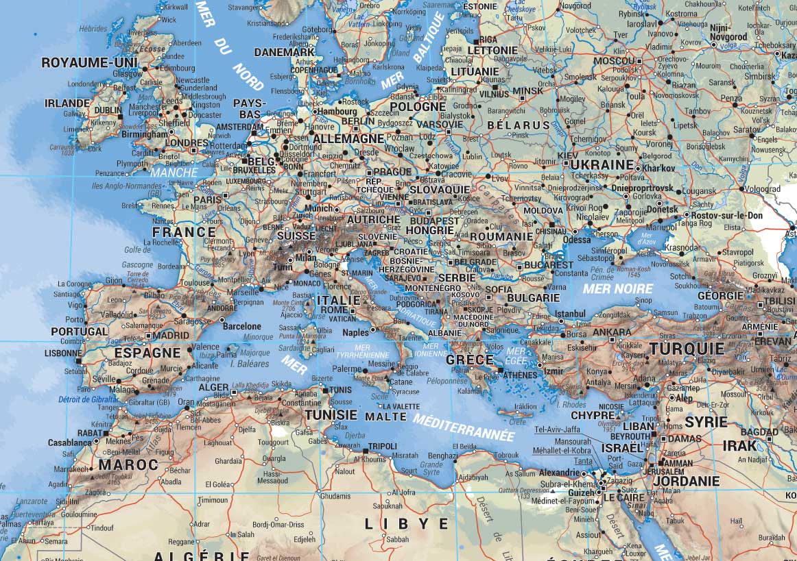 Poster du monde relief et altitude zoom 2