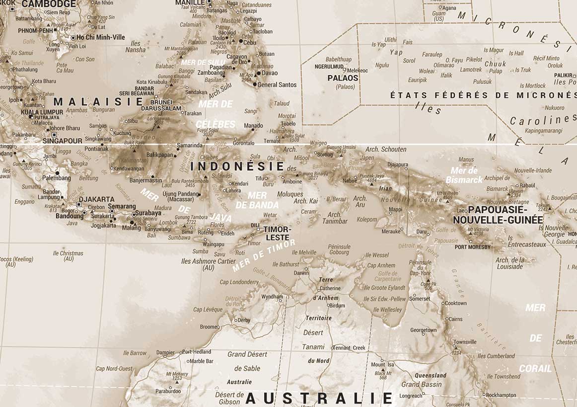 Poster du monde vintage sépia zoom 1