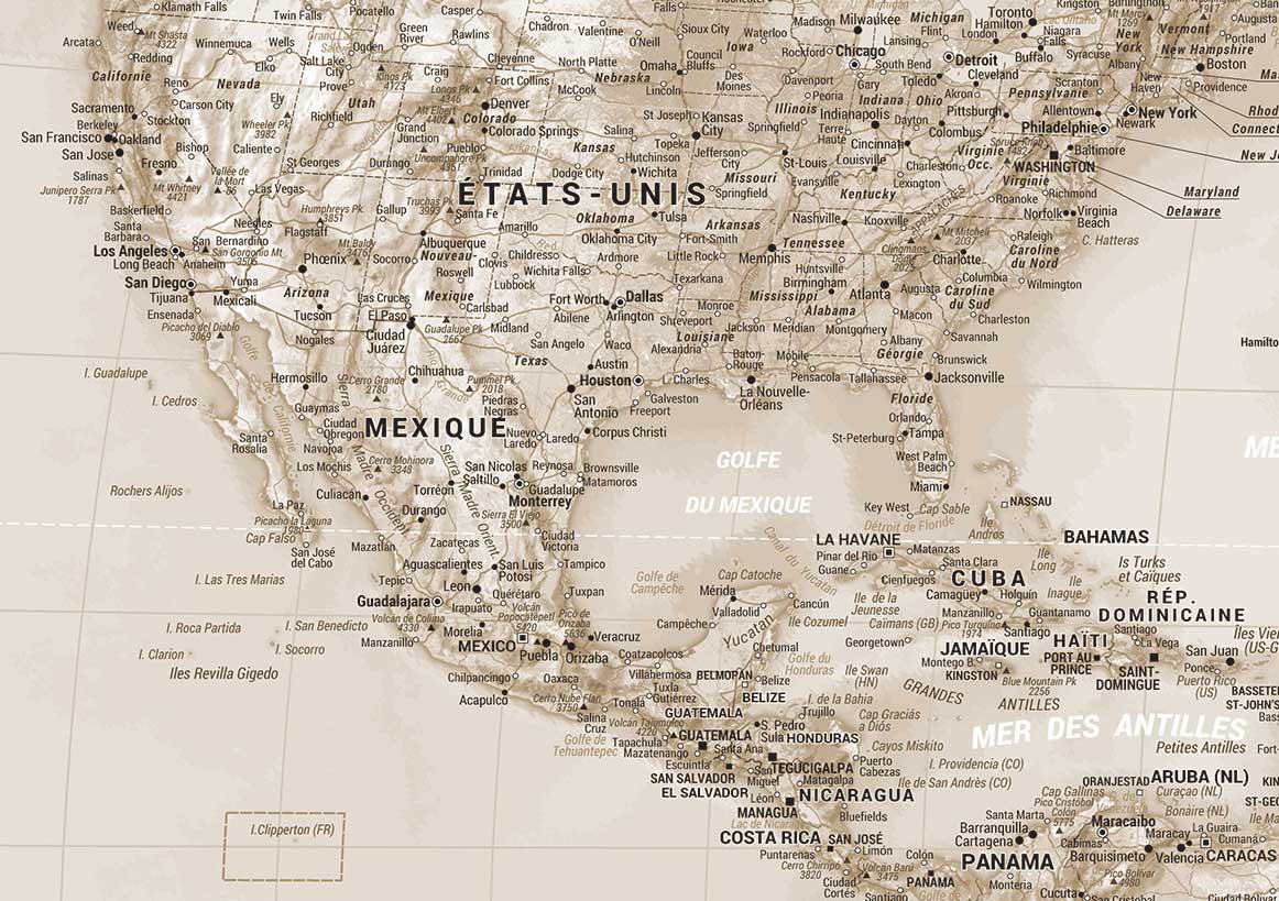 Poster du monde vintage sépia zoom 2